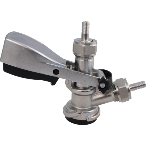 D-Style Keg Coupler | Sanke Keg Beer Tap | Stainless Steel Probe | PRV | Beer & Gas Barbs Included