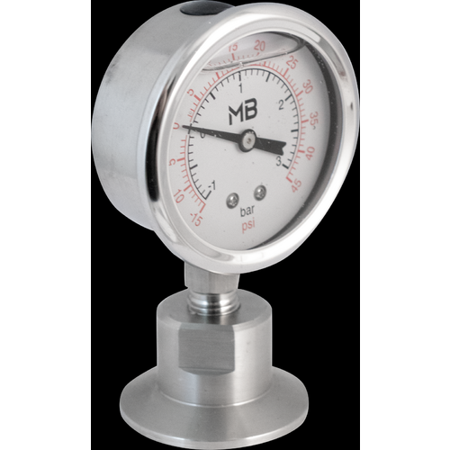 MB® Oil Filled Pressure/Vacuum Gauge 1545 PSI Stainless 1.5" Tri