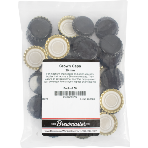 Black Oxygen Barrier Bottle Caps | 29mm | Magnum Champagne Bottle Crown Caps