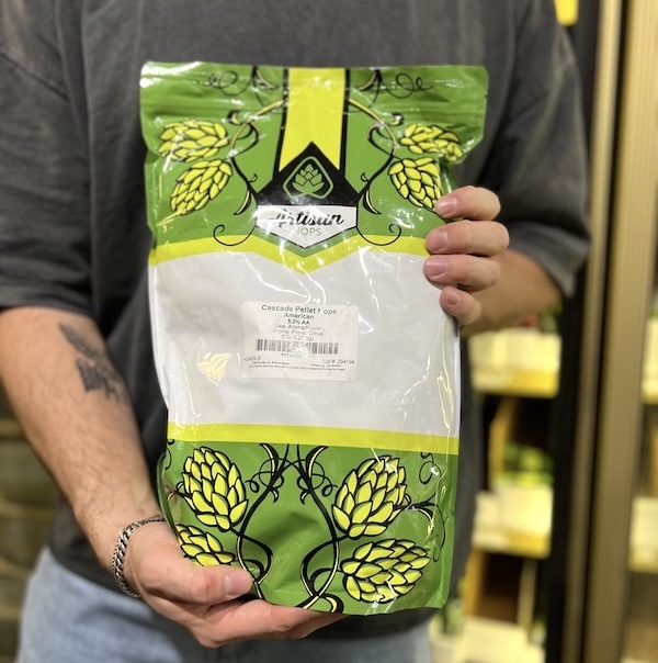 A bag of hop pellets